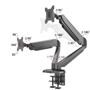 Dual monitor arm pro Carry up to 2 Screens wit the  long last durable gas spring system ensures easy