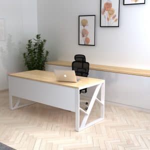 separo desk A Modern Desk manufactured using high qulaity metal legs and sturdy wooden tabletop with HPL layer which makes it strong .