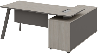 Atlas Manager Table with Side Storage Grey Left - الصورة 3