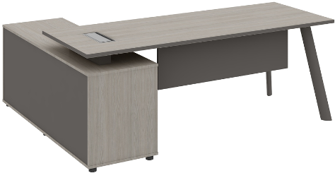 Atlas Manager Table with Side Storage Grey Right Wide - الصورة 3
