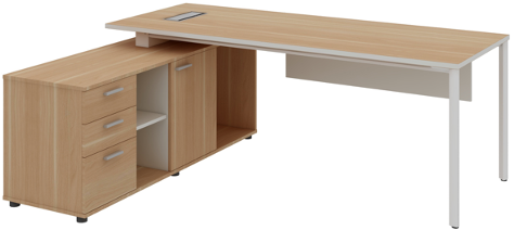 Agile Manager Table with Side Storage Left Wide